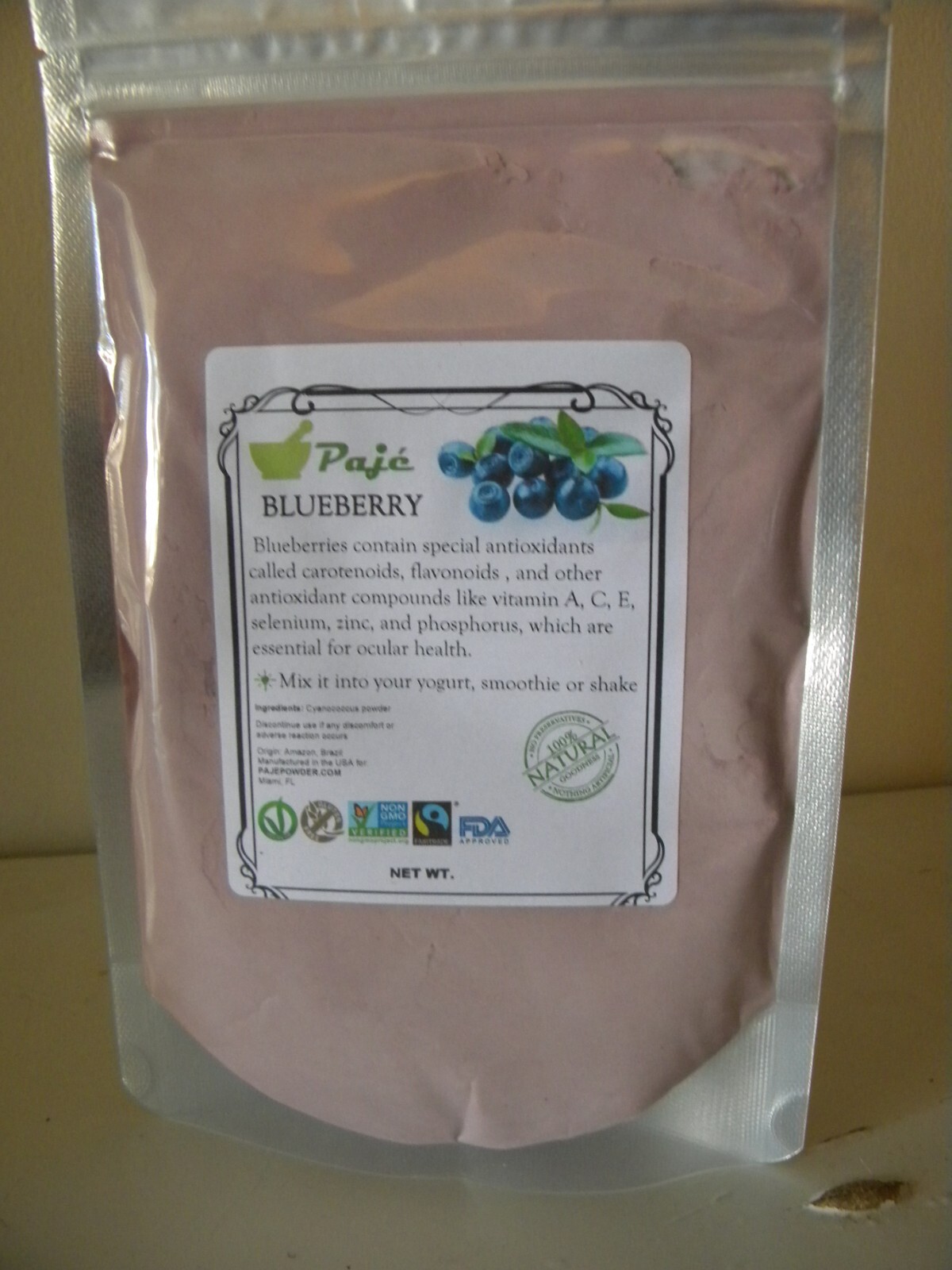 BLUEBERRY Powder 32oz 2LB – antioxidants carotenoids, flavonoids, vision – PAJE