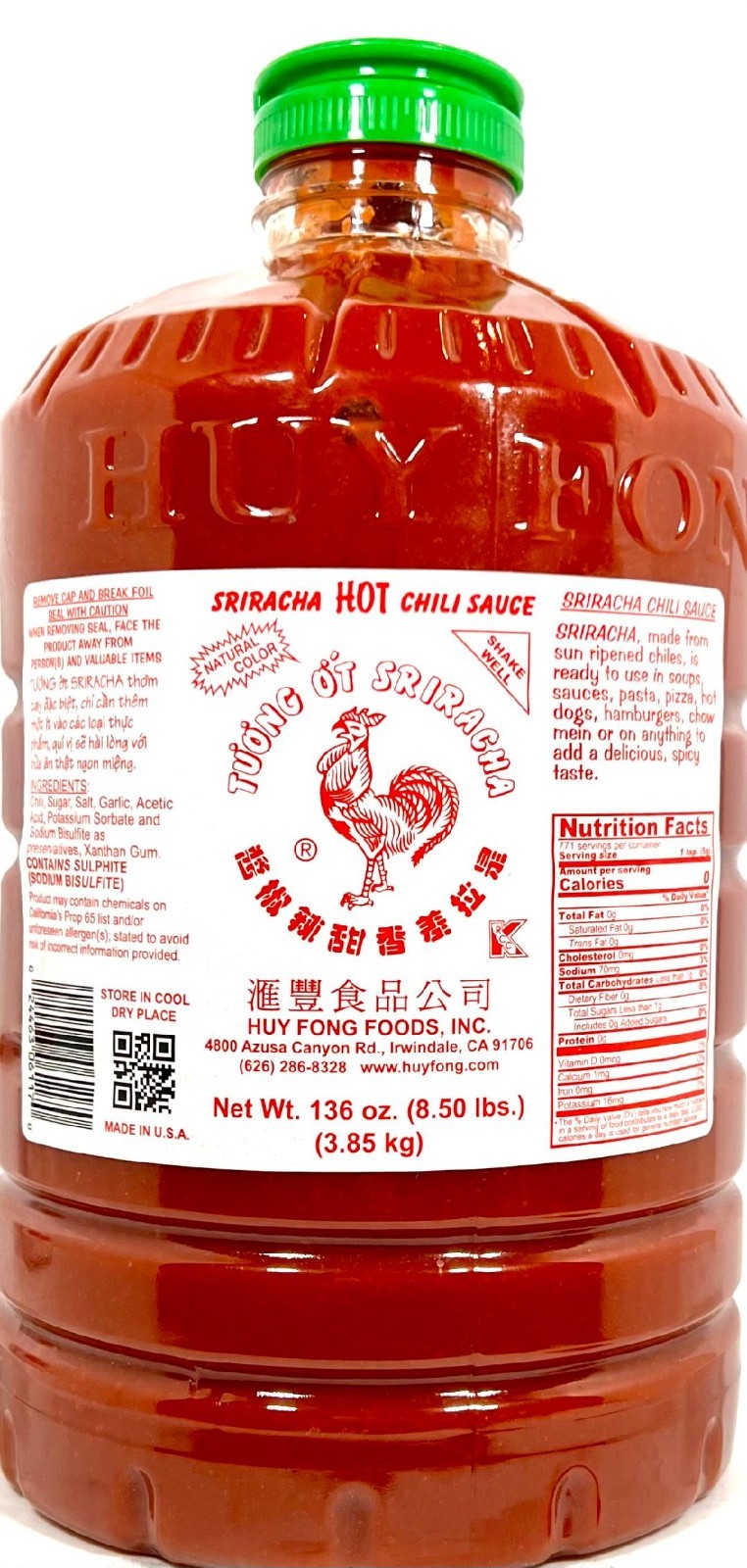 Huy Fong Sriracha Hot Chili Sauce 136 oz ( Pack of 2 )~07/2027