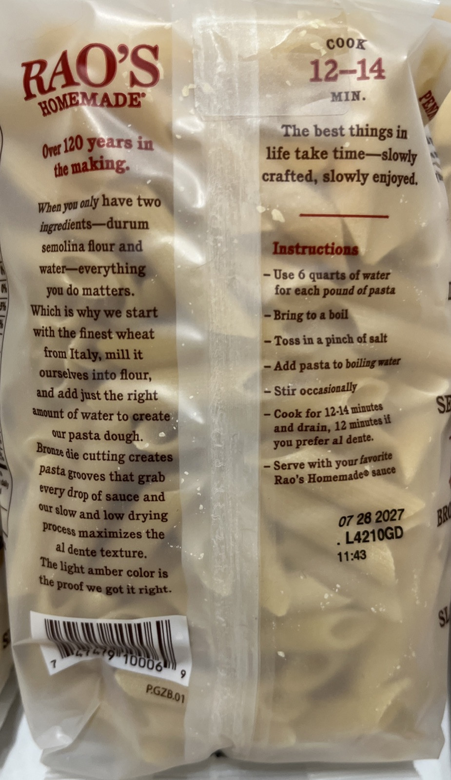 6 Pack (6 lbs) RAO’S Homemade Rigatoni (4) & Penne Rigate (2) Pasta 16 oz Each