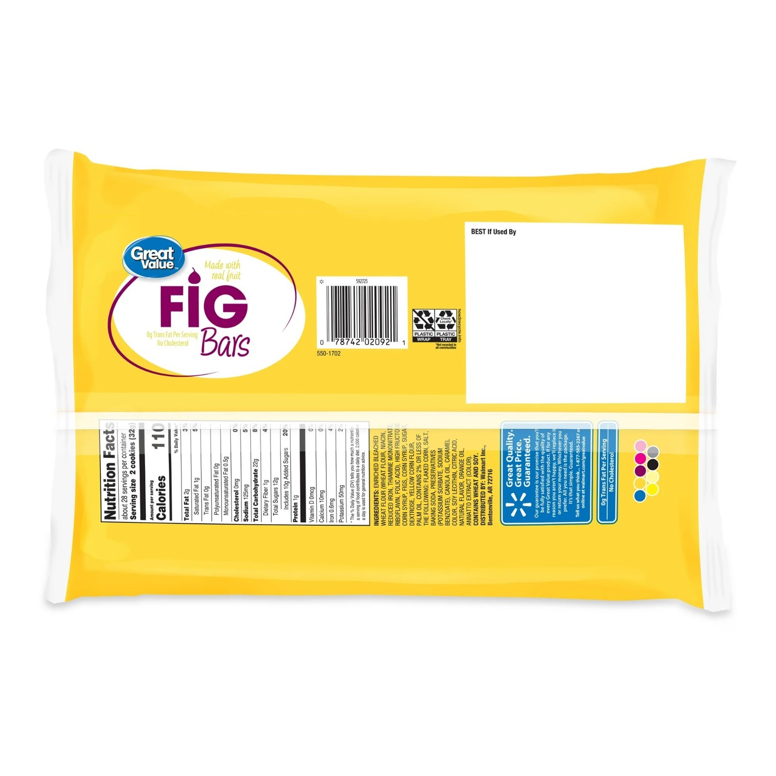 Great Value Fig Bars, Family Size, 32 oz