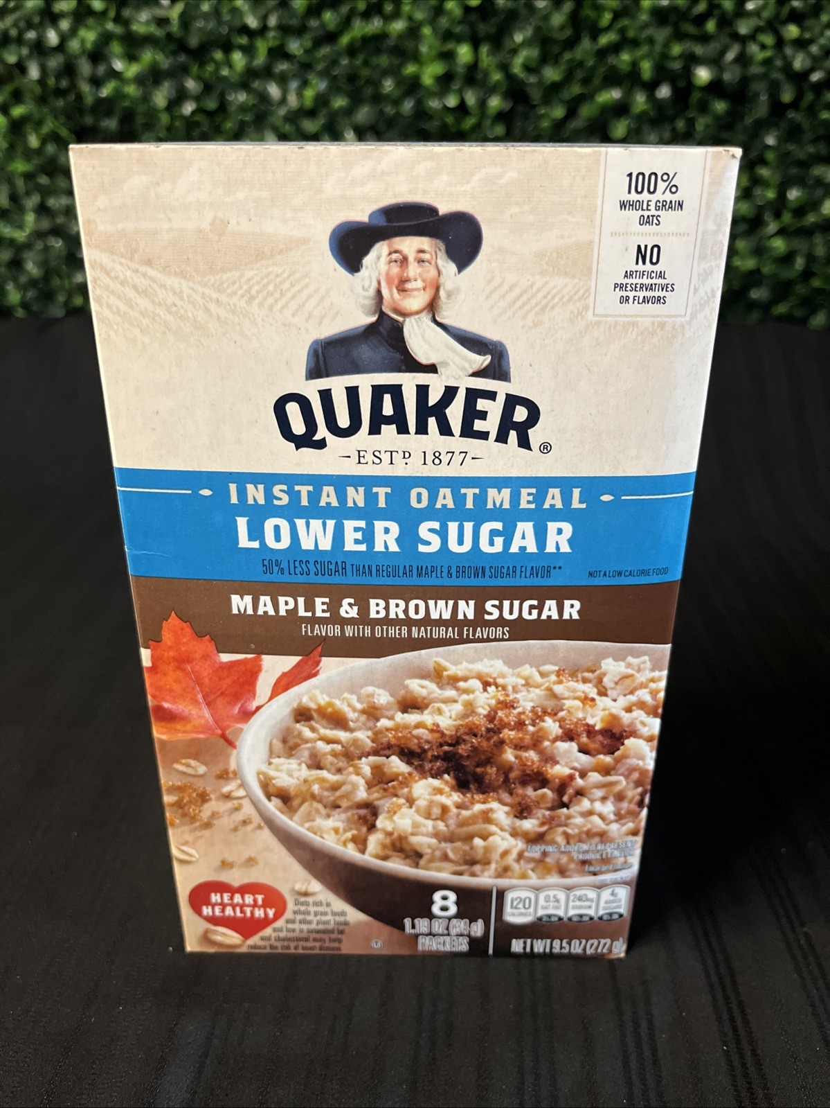 Quaker LOWER SUGAR Instant Oatmeal MAPLE & BROWN SUGAR, 8 Packets / 9.5 Oz. Box