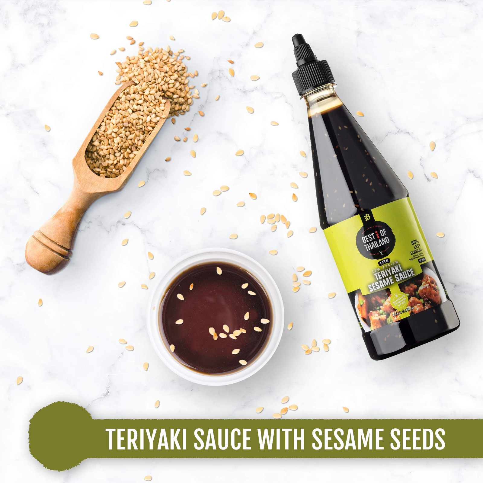 Best of Thailand Sesame Teriyaki Soy Sauce Lite | 2 Bottles of 23.63oz LowSod…