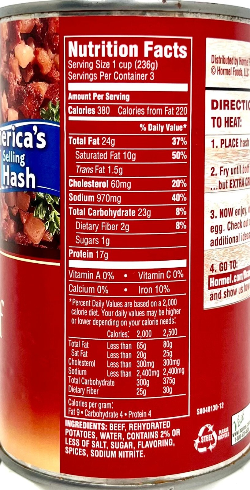 Hormel Mary Kitchen Corned Beef Hash Homestyle 25 oz ~4/2027