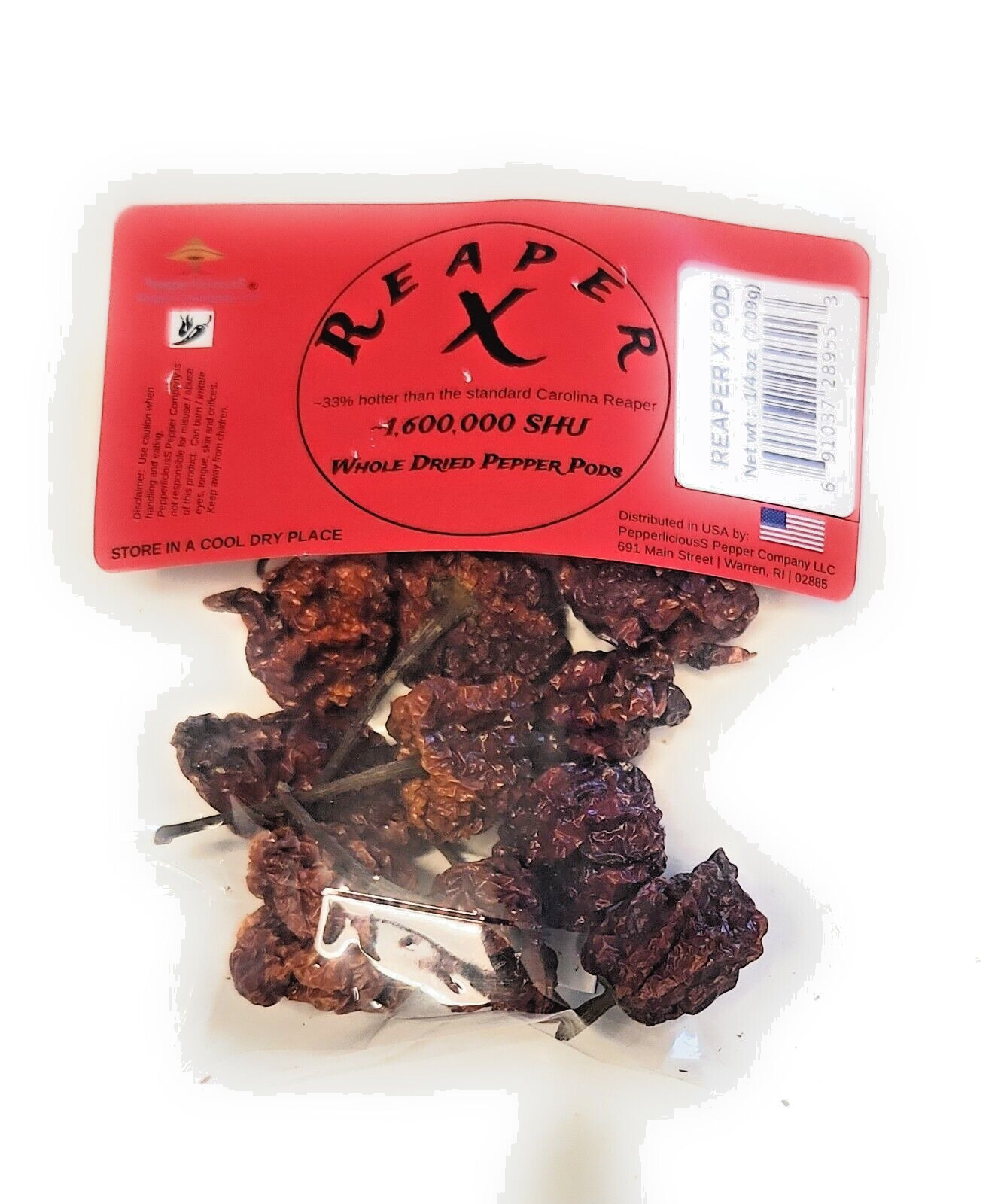 REAPER X 1/4oz WHOLE DRIED PODS ~33% hotter than standard Carolina Reaper