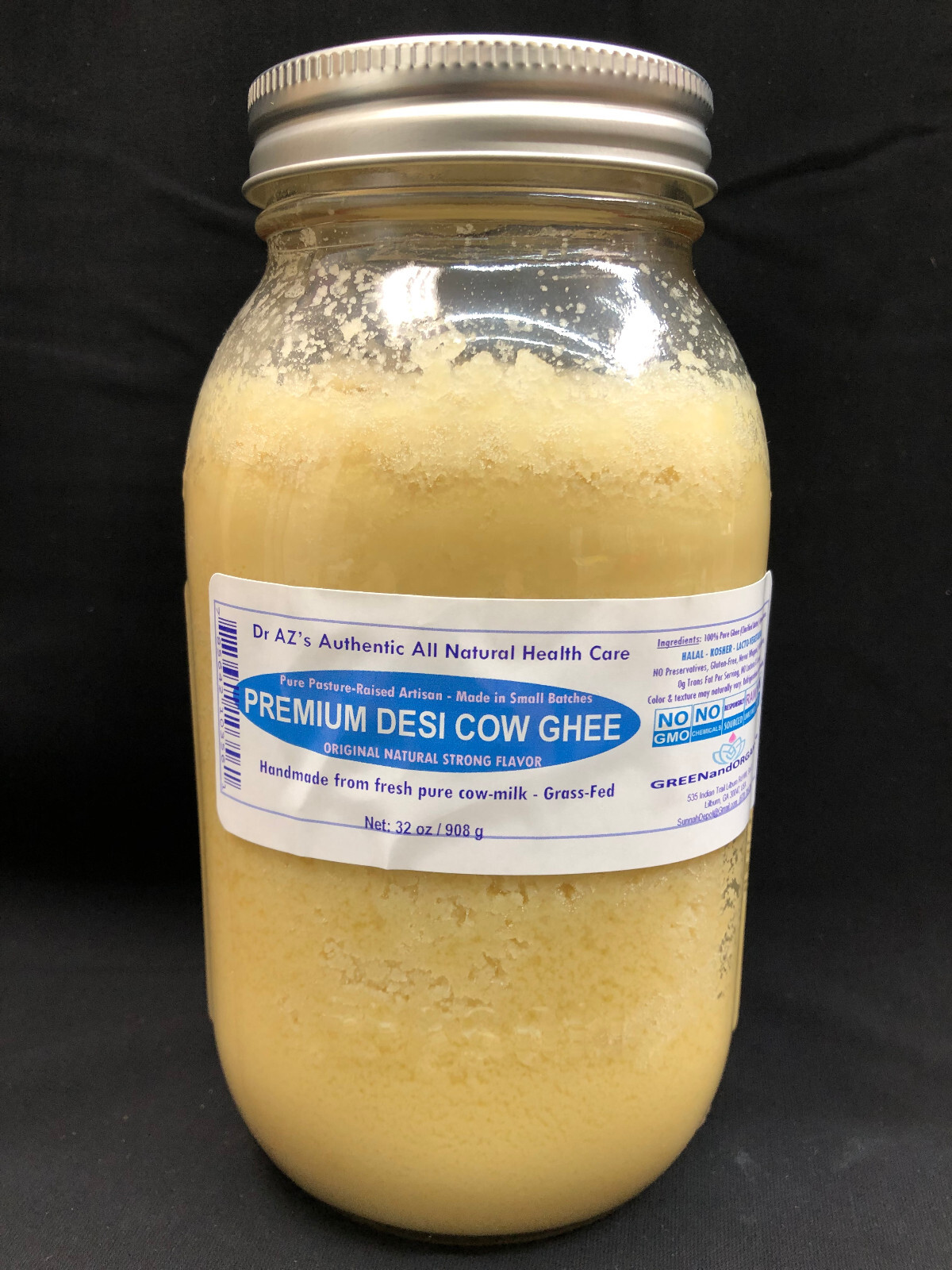 32oz Premium Strong Flavor COW GHEE 100%PURE Desi Indian GrassFed HOMEMADE Glass