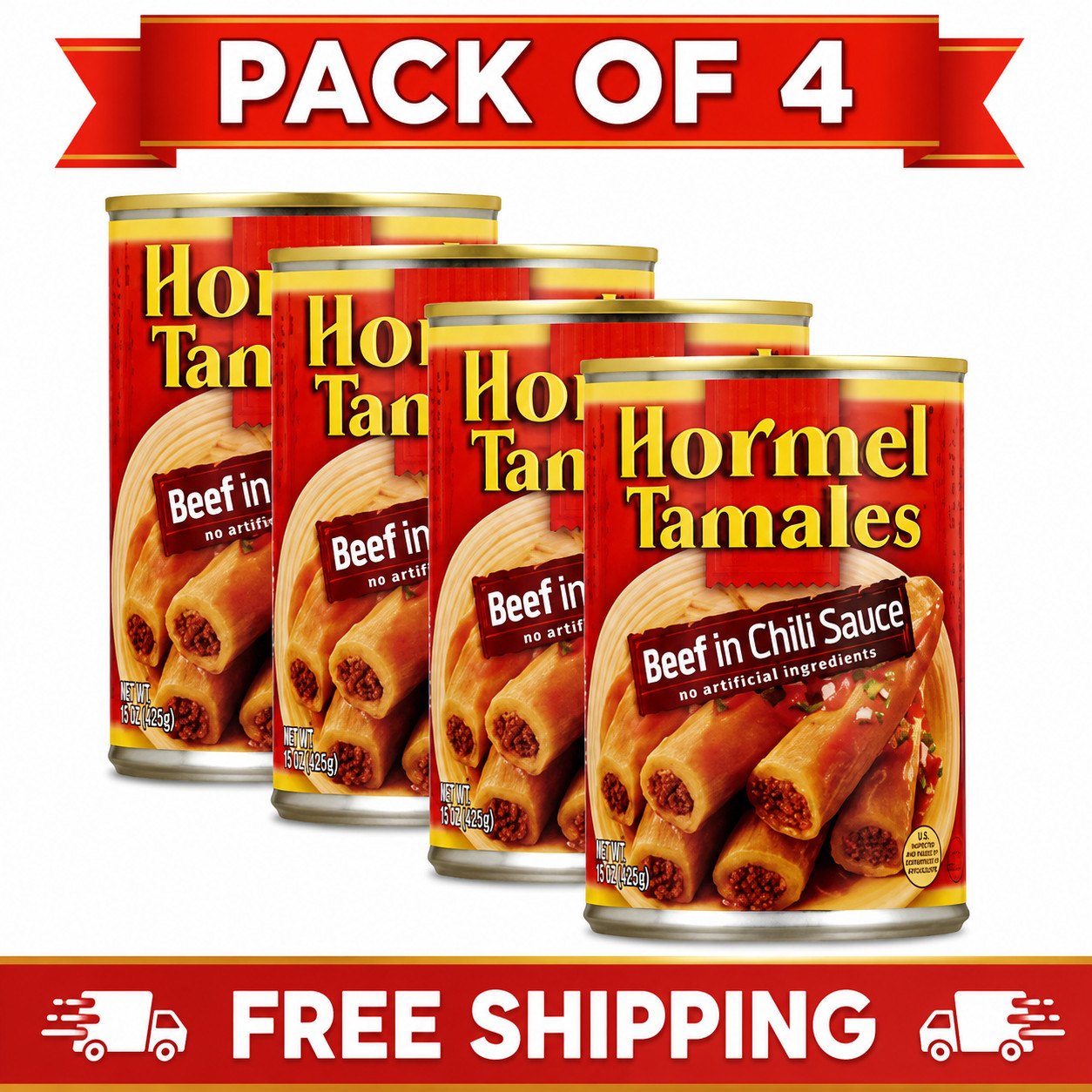 HORMEL Beef Tamales with Chili Sauce 15 oz Steel Can (Pack of 4)