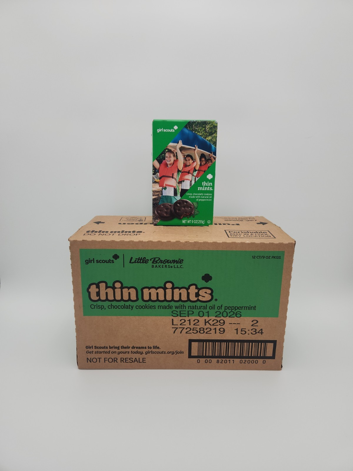 LAST CHANCE Girl Scout Cookies THIN MINTS: 1 Case of 12 Boxes (384 Cookies!)