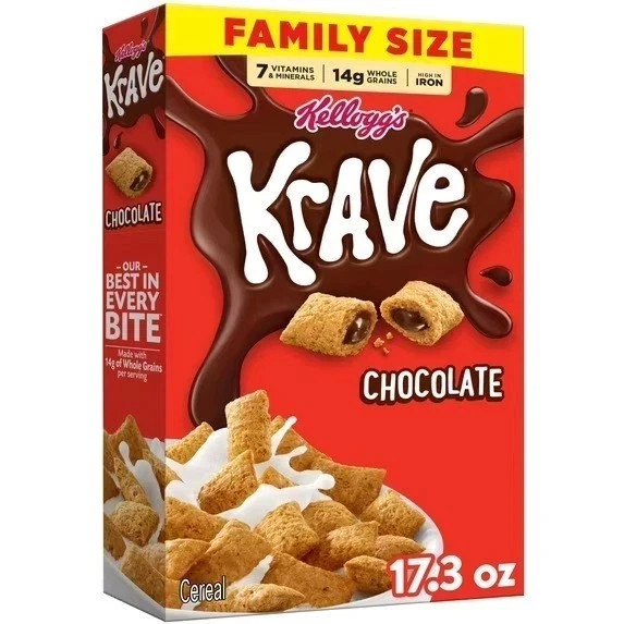Kellogg’s Krave Chocolate Breakfast Cereal Family Size 17.3 oz Box