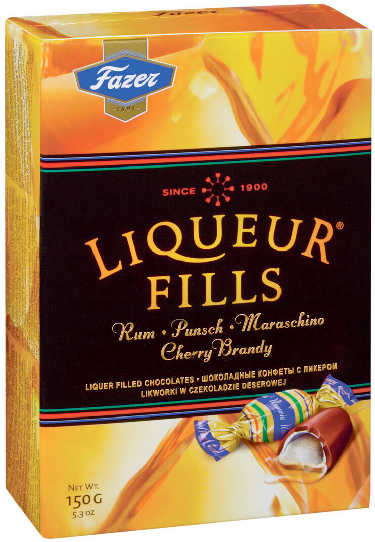 FAZER LIQUEUR FILLS Rum Punch Cherry Brandy Alcohol Filled Chocolate Candy