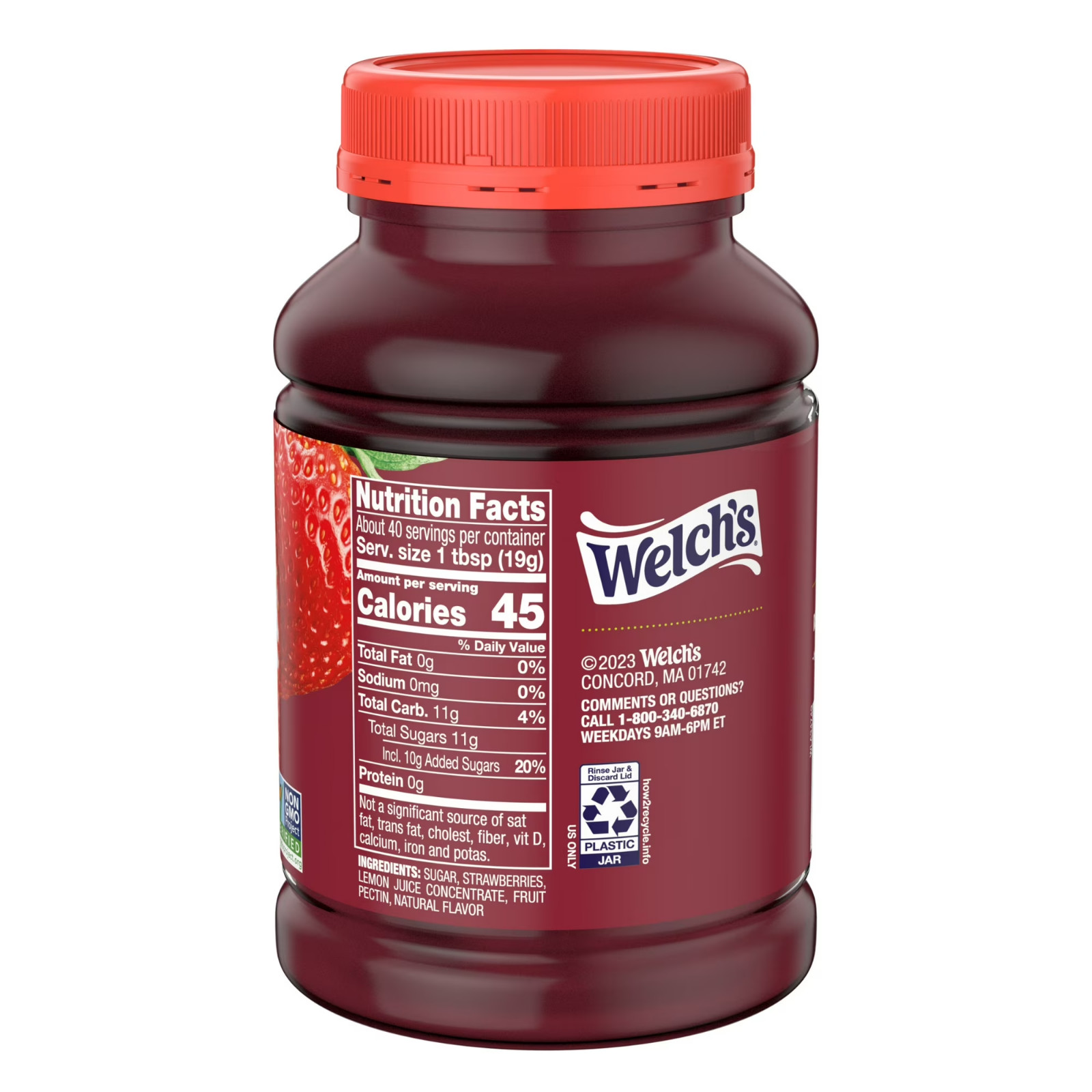 (3 pack) Welch’s Natural Strawberry Spread, 27 oz Jar.