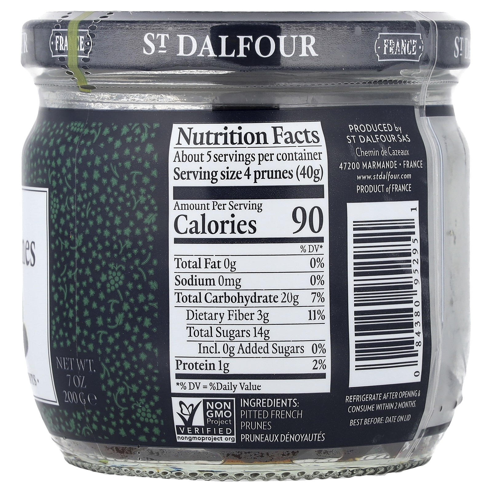 St Dalfour Giant French Prunes Pitted 7 oz 200 g All-Natural, Cholesterol-Free,