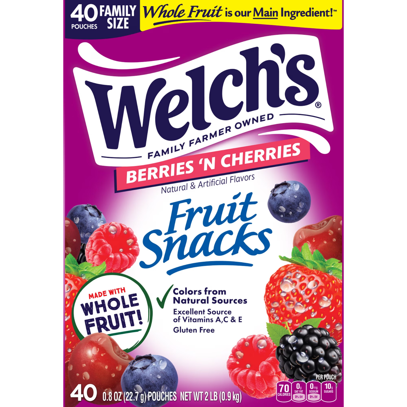Fruit Snacks, Berries N Cherries, 0.8 oz, 40 Count……….