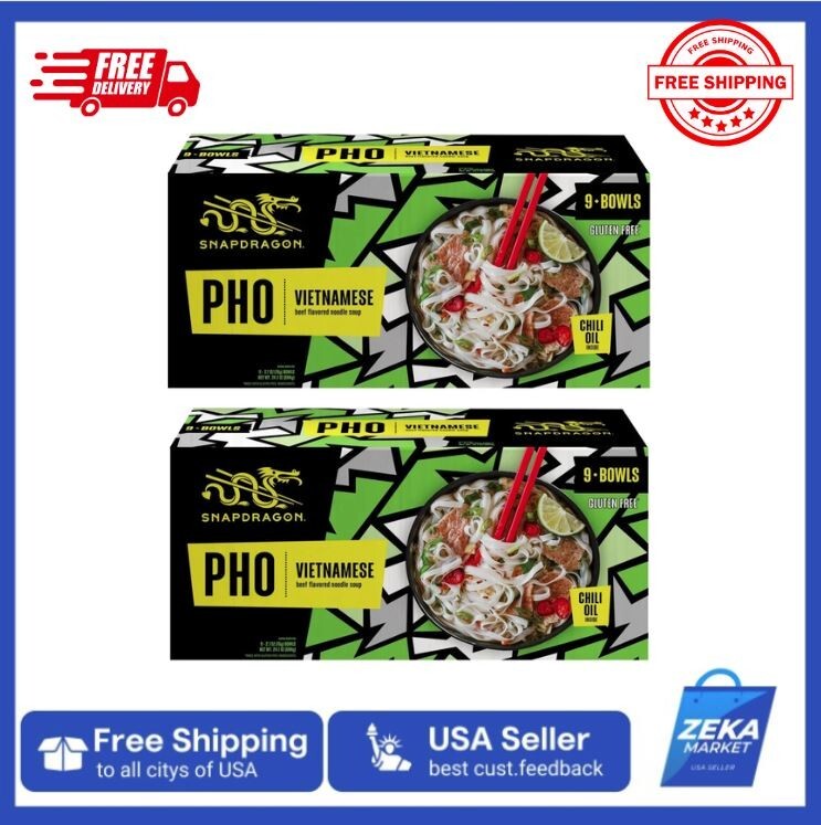 2 Packs Snapdragon Vietnamese Pho Bowls 9 ct 2.3 oz Each Pack, Total 18 Bowls