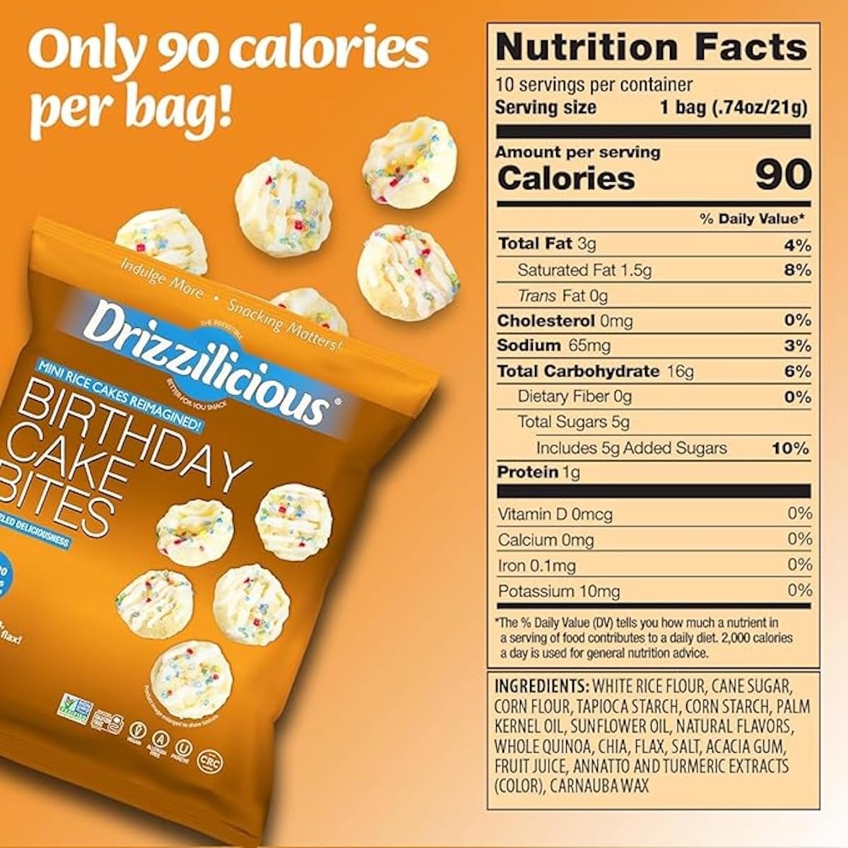 Drizzilicious Mini Rice Cakes Variety Pack – S’Mores, Cinnamon Swirl, Birthday