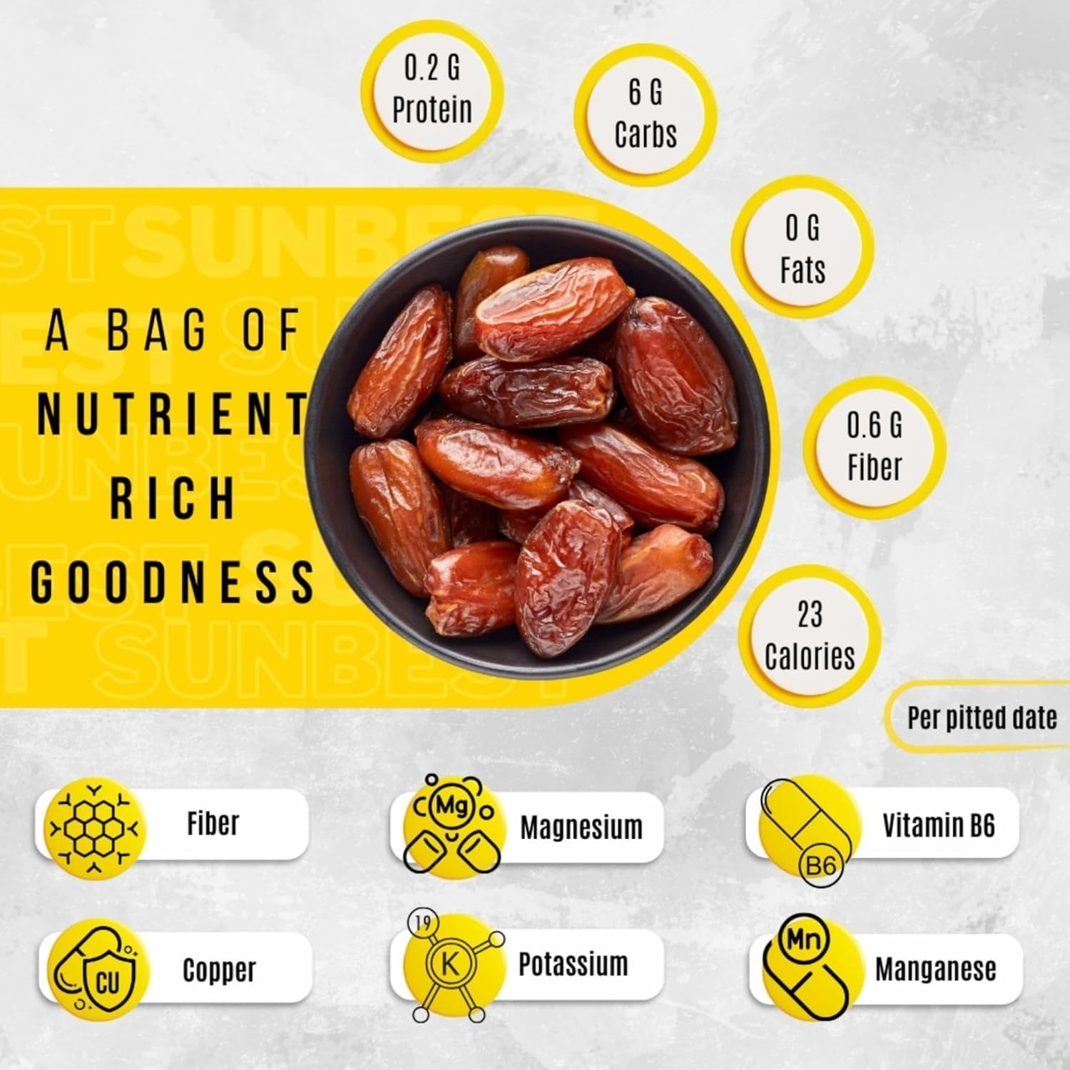 Sunbest Natural Organic Dates 4 lbs – Pitted Dried Fruit Snack
