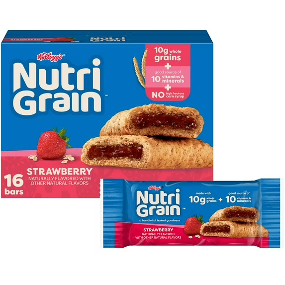 Kellogg’s Nutri-Grain Strawberry Chewy Breakfast Bars, Made with 10g Whole Grain