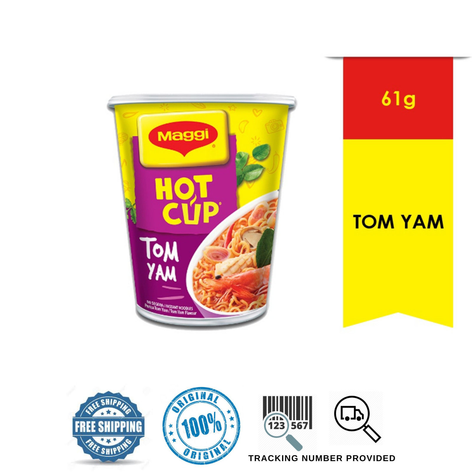 MAGGI Tom Yam Flavor Instant Noodle Ramen Hot Cup 61g HALAL