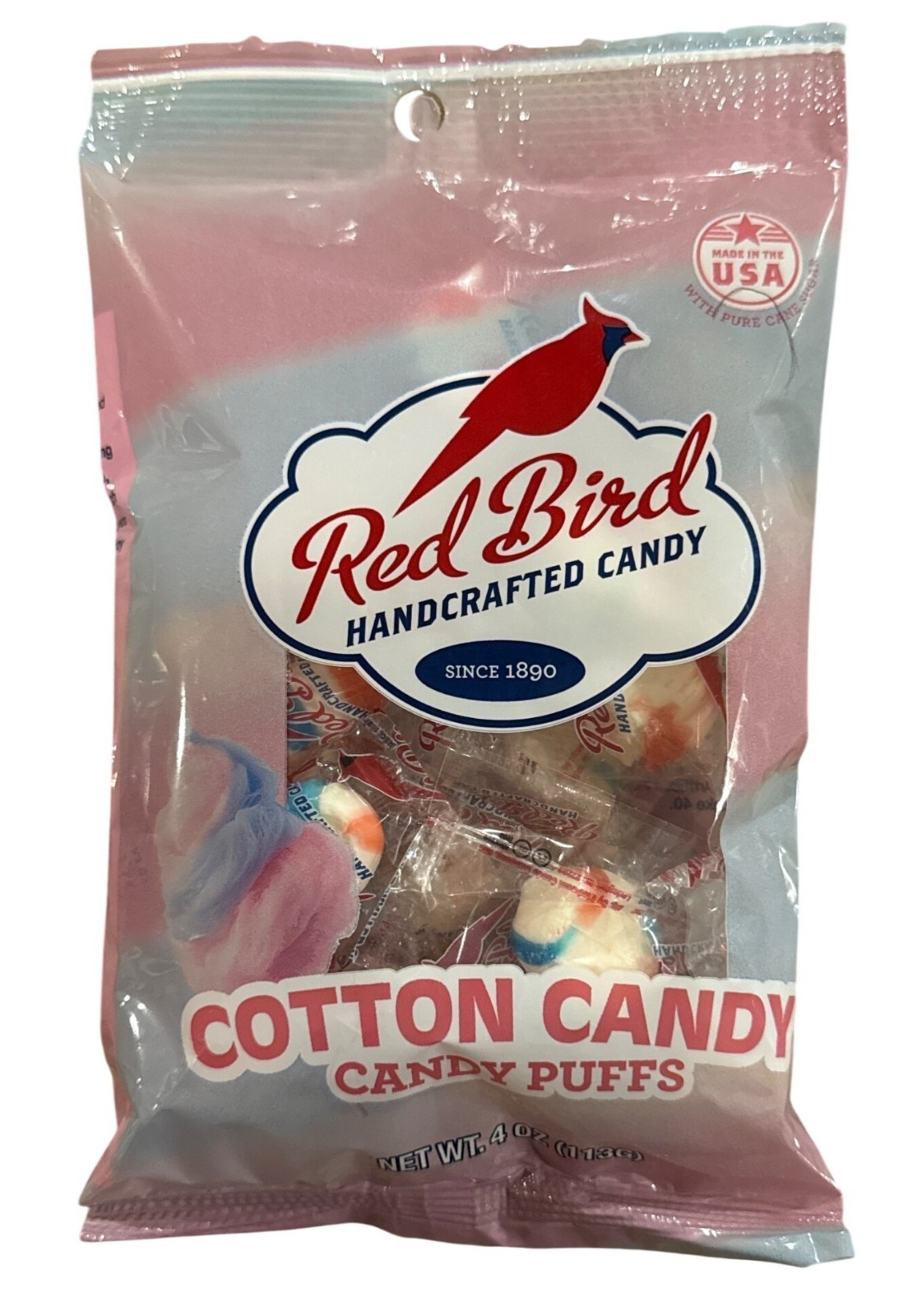 4 oz RED BIRD Handcrafted Cotton Candy Puffs Easter Treats Individually Wrapped