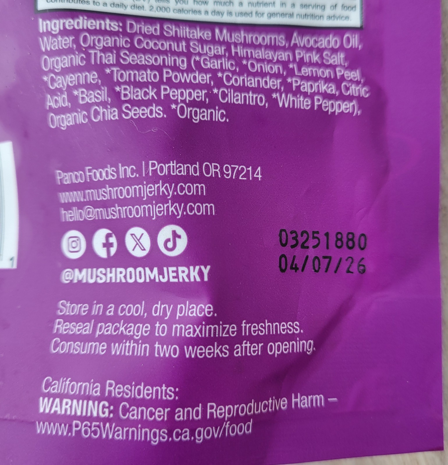 Pan’s Mushroom Jerky Organic Zesty Thai Lot Of 3 Bags Vegan Vegetarian 4/2026