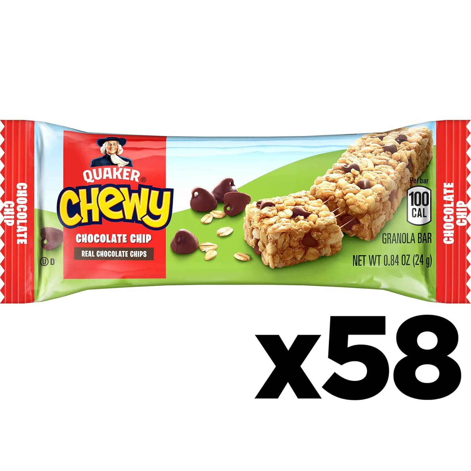 Quaker Chewy Granola Bars, Chocolate Chip, 58 Count – Packaging May Vary