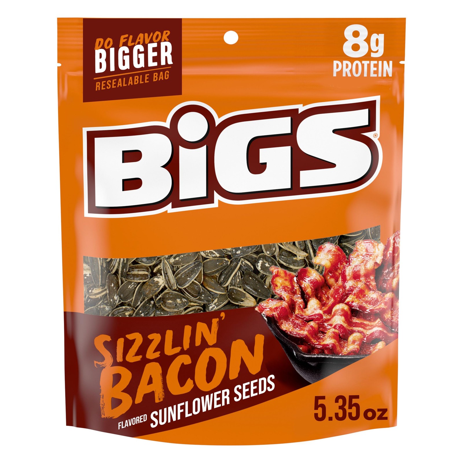 BIGS Sunflower Seeds, Sizzlin’ Bacon Flavor, 5.35 Ounce (Pack of 1), No Color