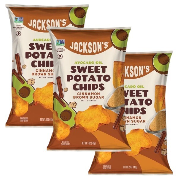 Jackson’s Sweet Potato Chips CINNAMON BROWN SUGAR Avocado Oil 5oz 3Pack DEC 2026