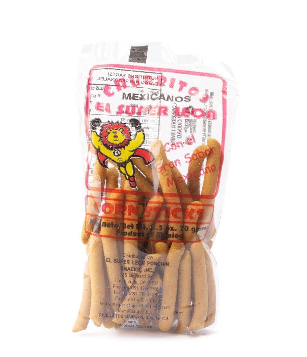 Churritos Doraditos El Super Leon Mexican Corn Sticks 24 Pieces