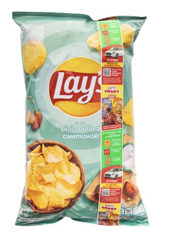 Lays Potato Chips Mushroom And Sour Cream Russian Edition 120g