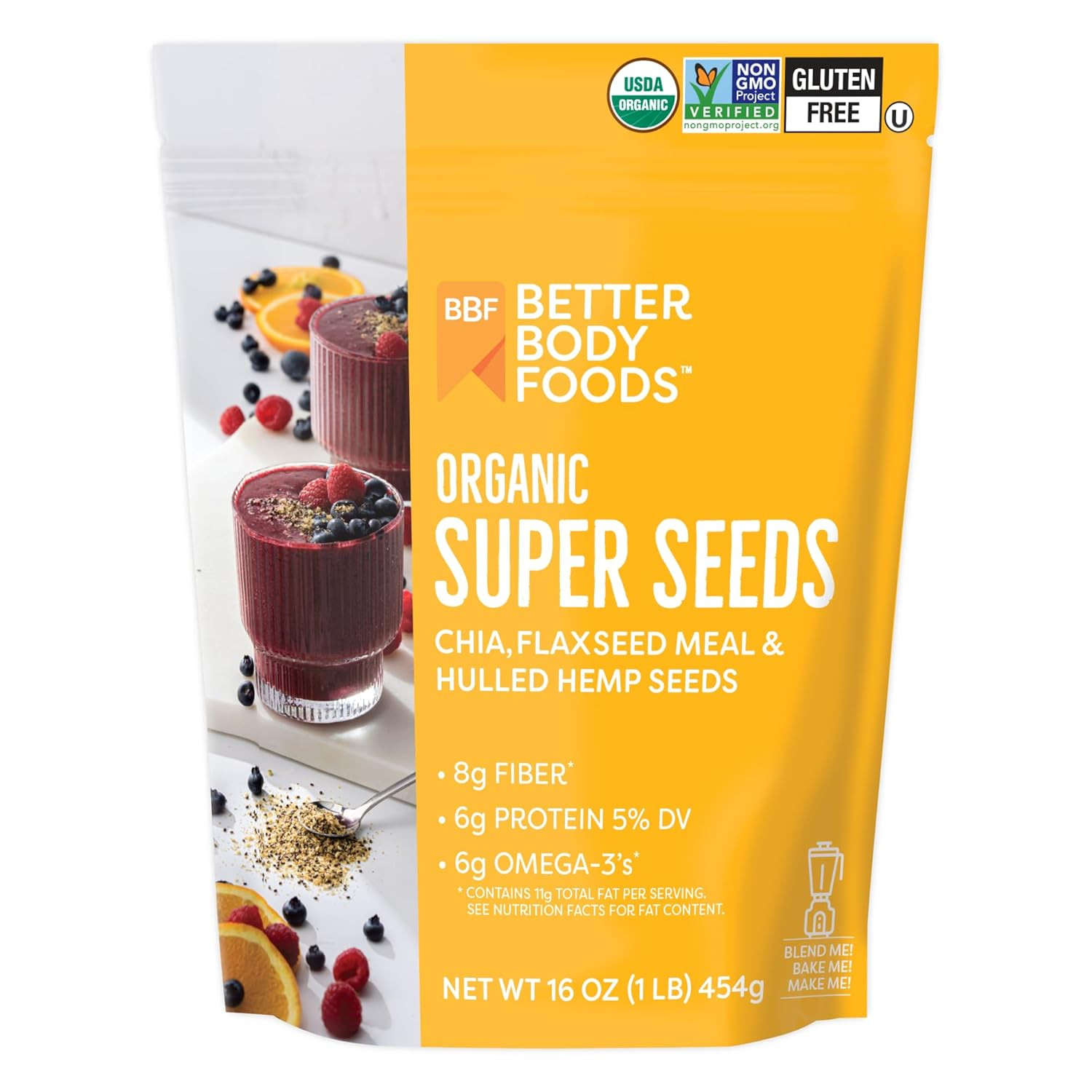 Betterbody Foods Superfood Organic Super Seeds – Blend of Organic Chia Seeds, Mi