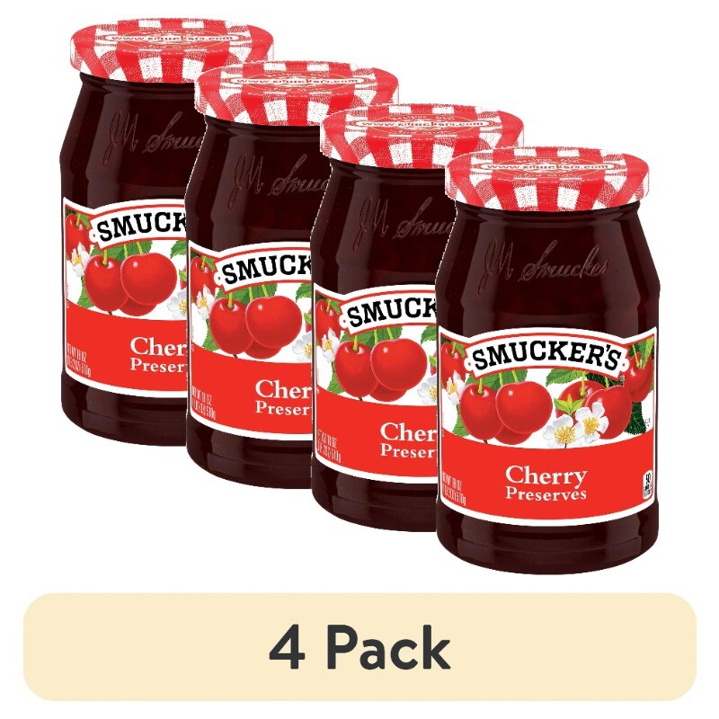 (4 pack) Smucker’s Cherry Preserves, 18 oz Jar