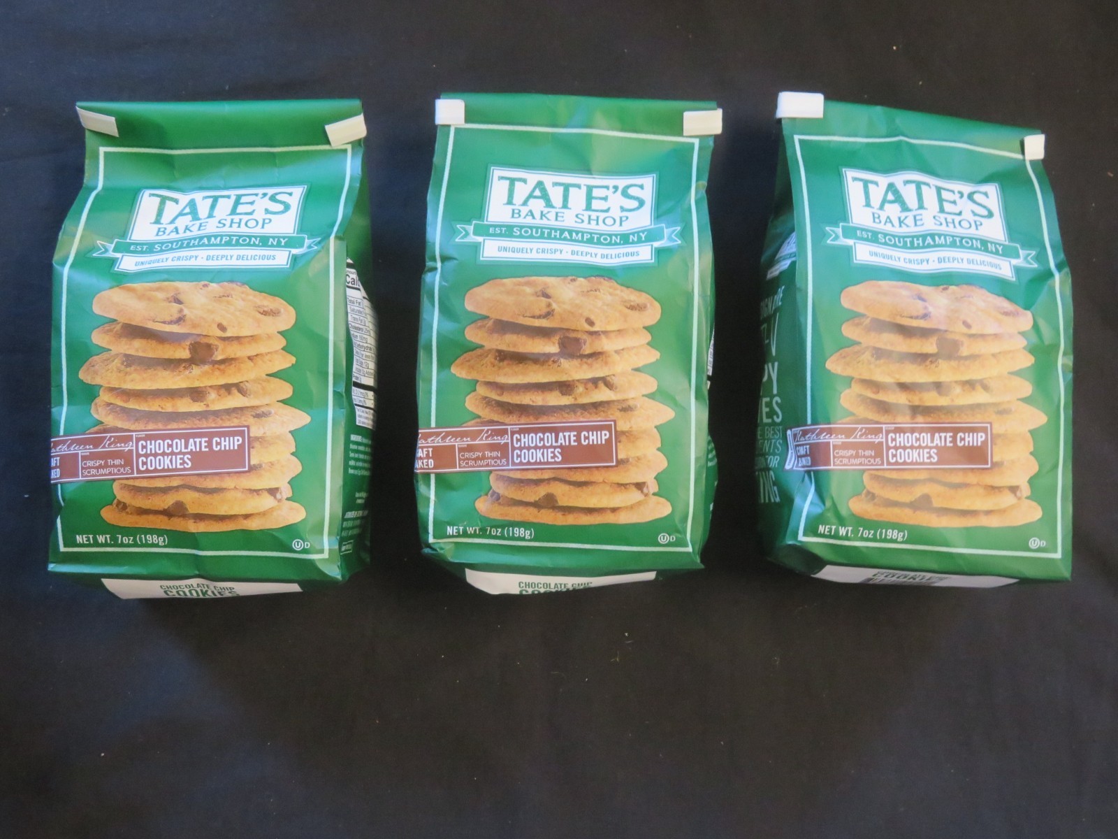 (3) Bag Of Tate’s Bake Shop Thin & Crispy Chocolate Chip Cookies 7 Oz Each