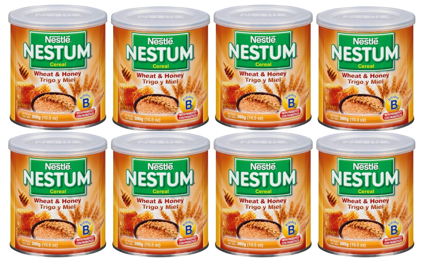 8 Cans Nestle Nestum Honey Wheat Cereal Vitamin A C D Probiotics Bifidus 10.5 oz