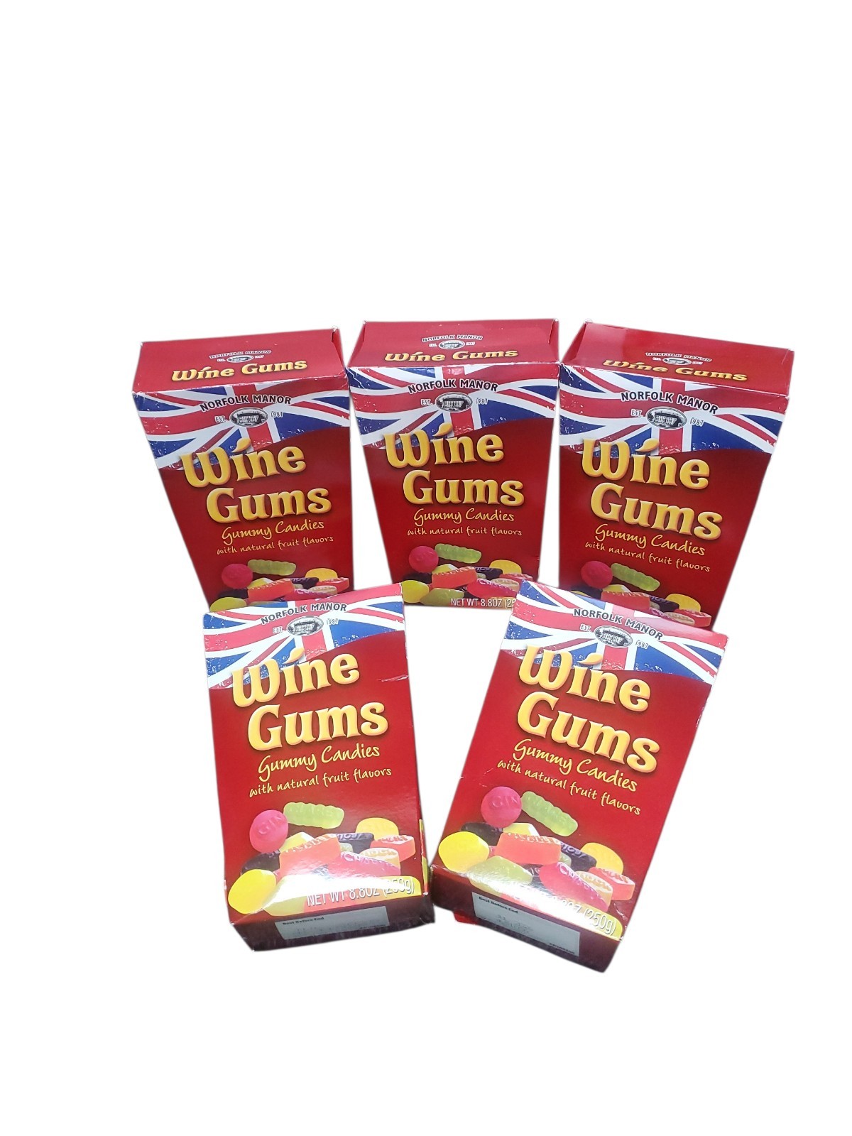 Lot of 5 Boxes Norfolk Manor Wine Gums Gummy Candies 8.8oz Each Exp.07/2026