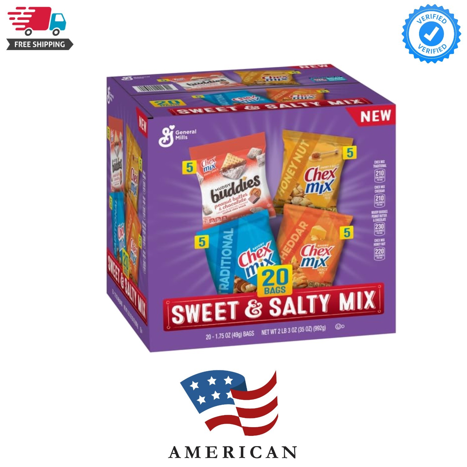 Sweet and Salty Snack Variety Pack, Muddy Buddies Peanut Butter and Chocolate…