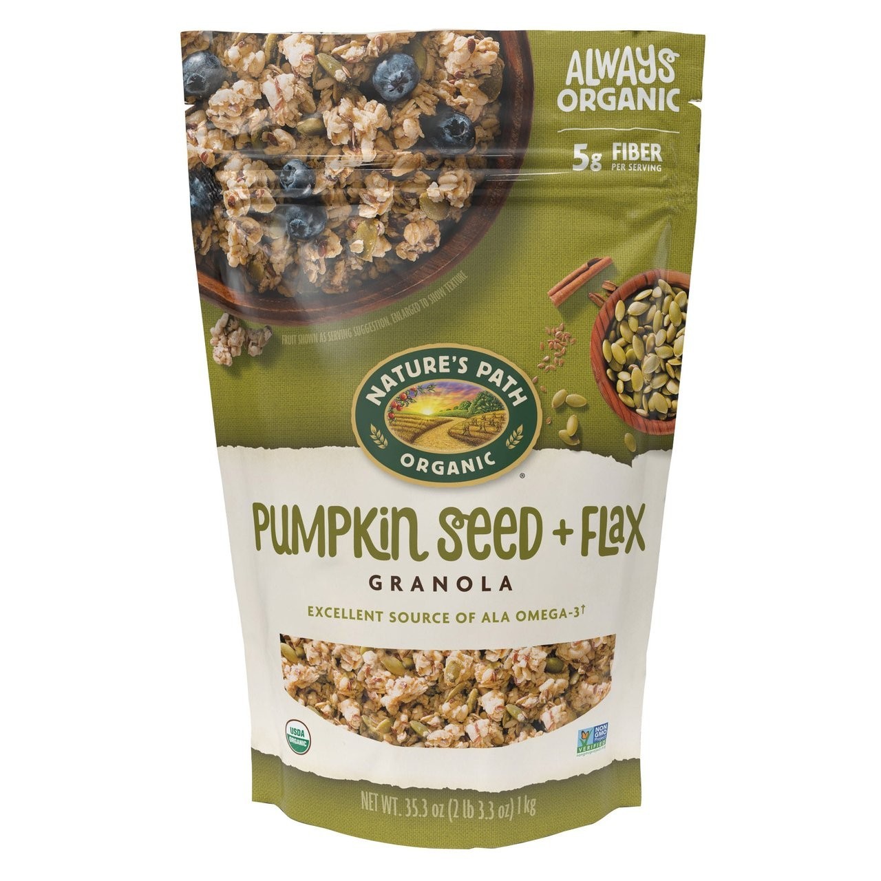 Natures Path Organic Pumpkin Seed + Flax Granola 35.3 oz USDA Organic Non-GMO