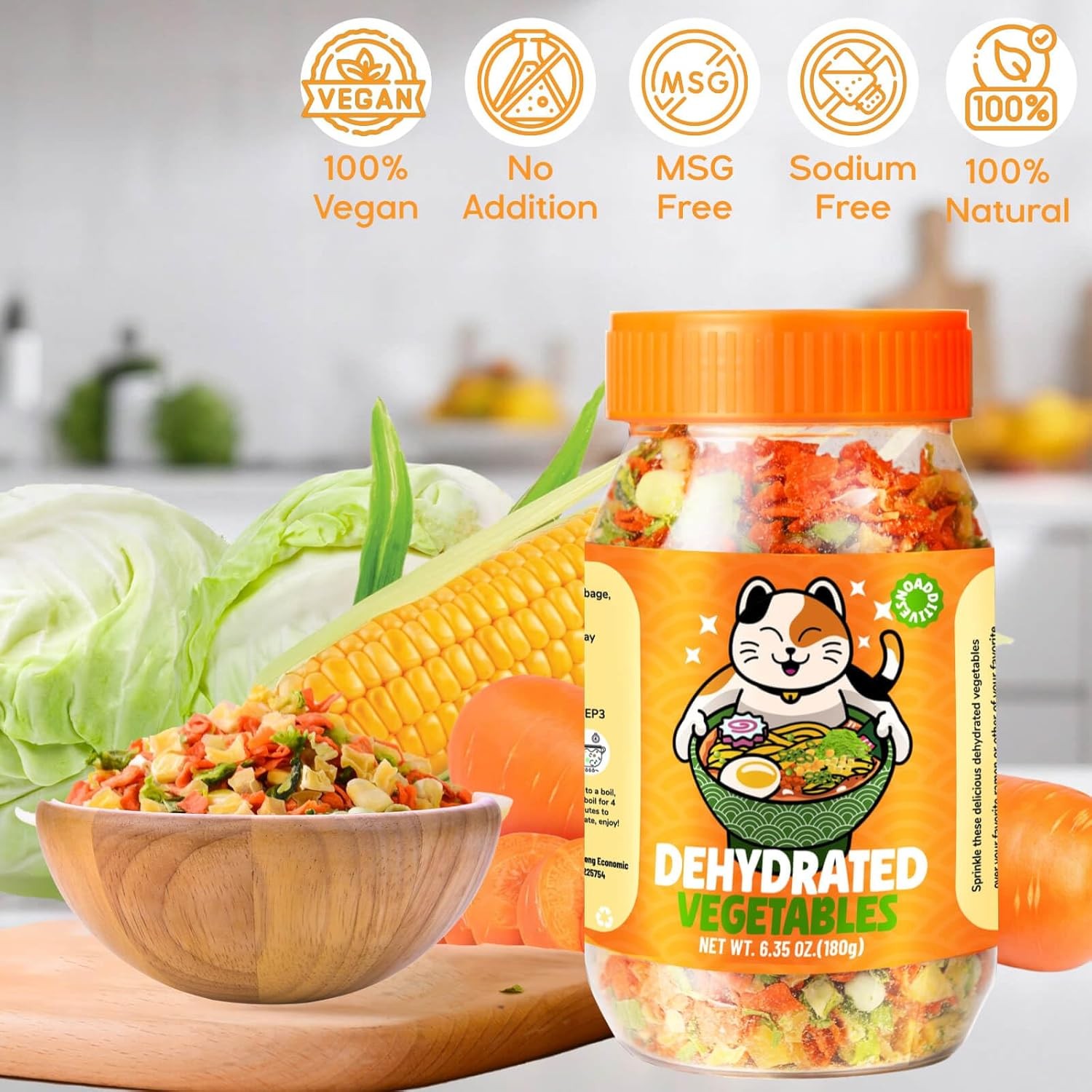 Dehydrated Ramen Toppings Natural Mixed Vegetable 6.35oz