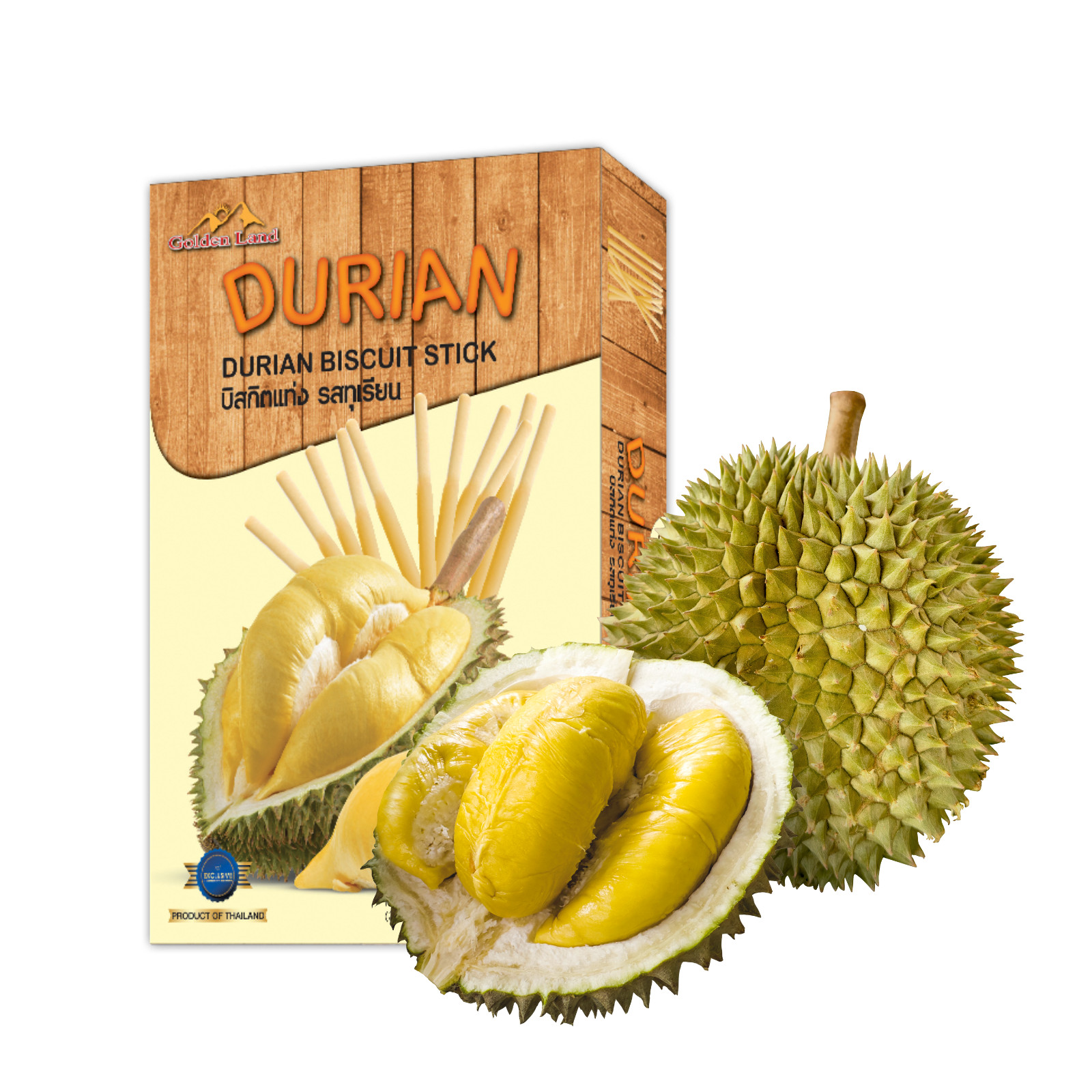 Tropical Biscuit Sticks – Durian, Coconut & Mango | Thai Crunchy Snack (120g)
