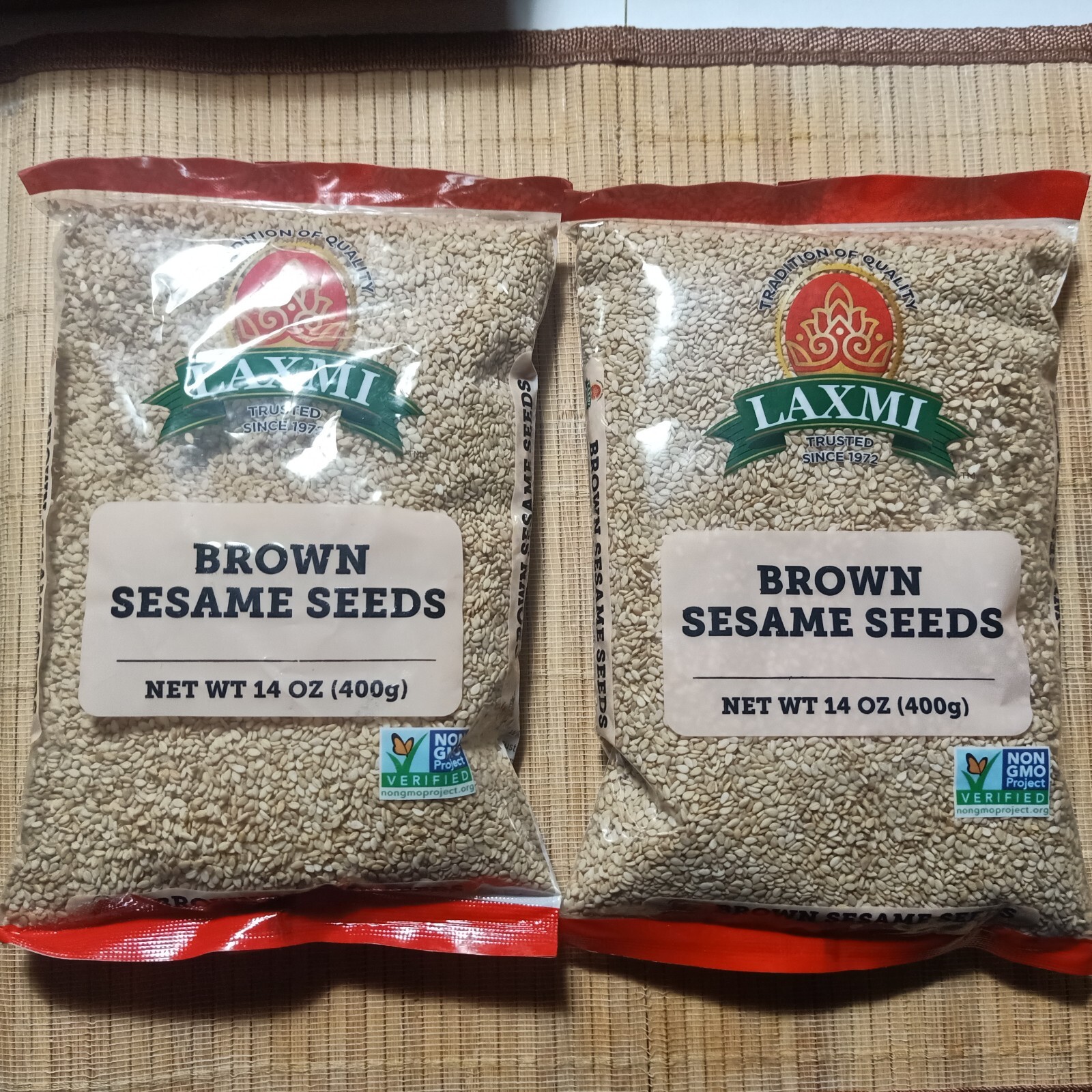 Two bags Brown Sesame Seeds Each One 400g = (14 oz) Total 800g product of India