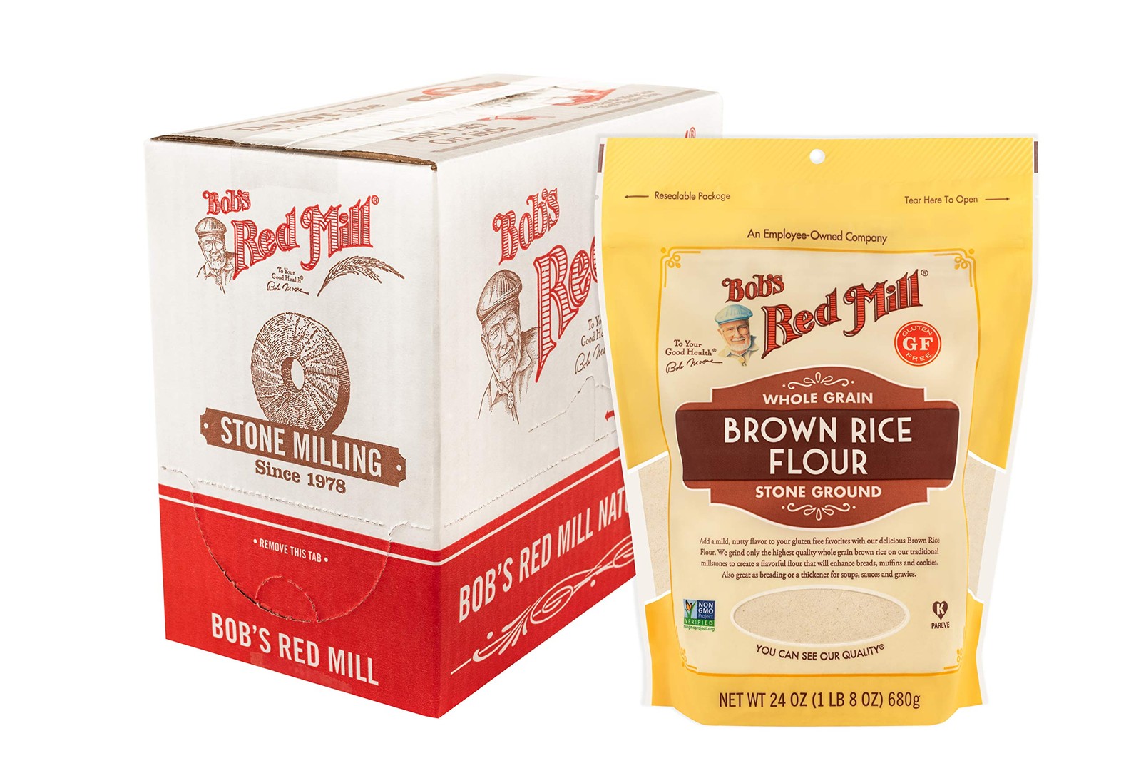 Bob’s Red Mill Brown Rice Flour, 24oz (Pack of 24 Ounce 4), Natural