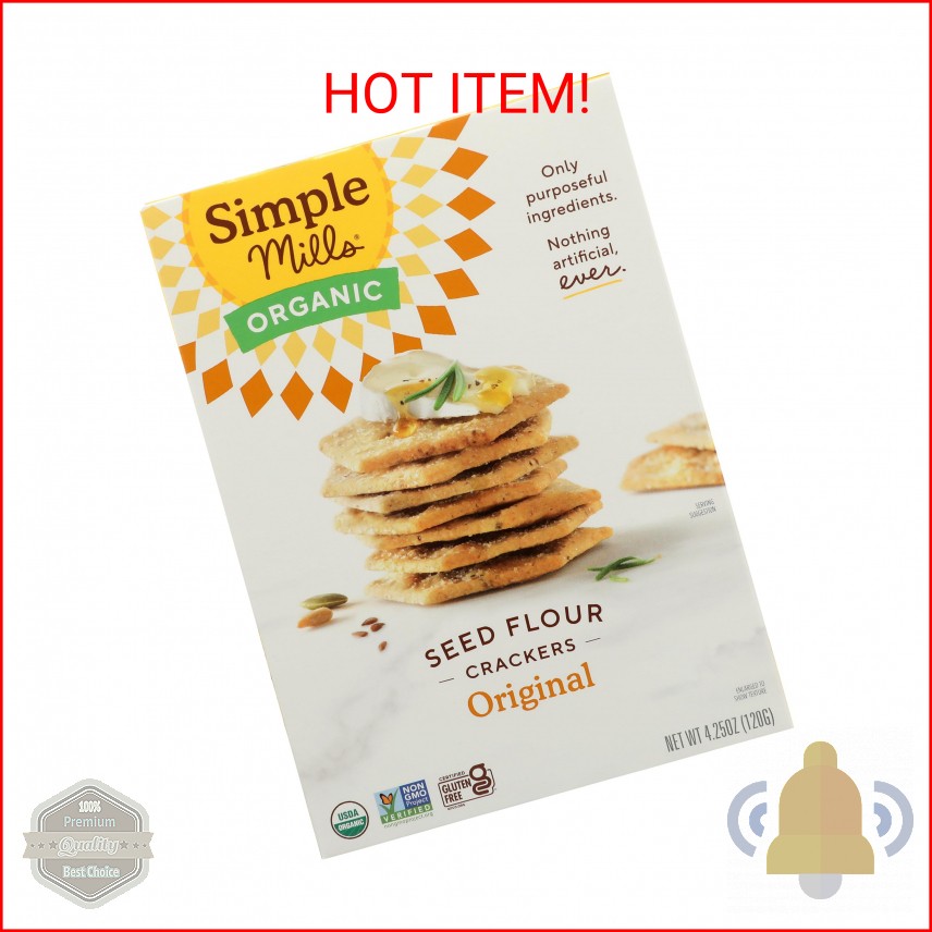 Simple Mills Organic Seed Crackers, Original, Gluten Free, Flax Seed, Sunflower