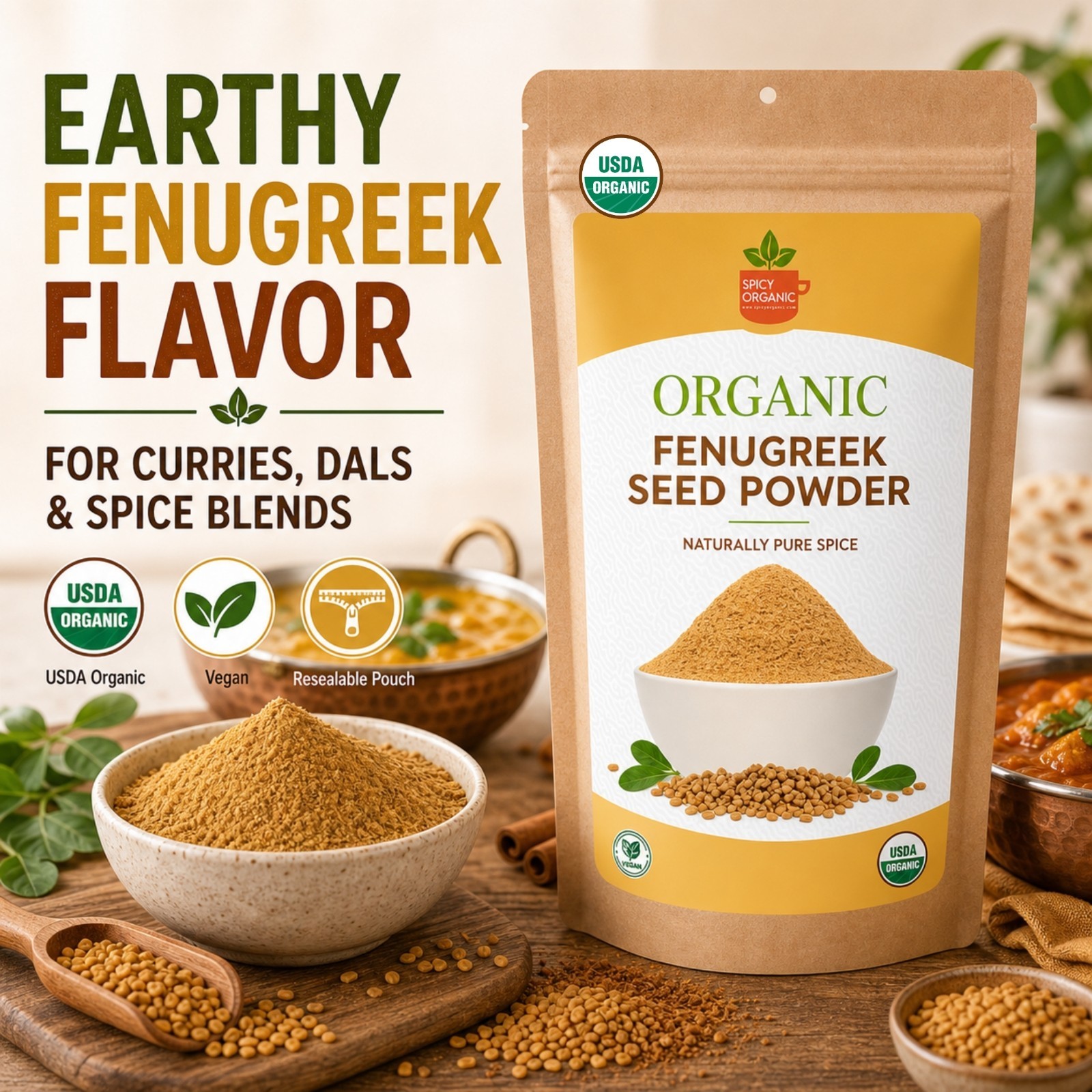 Spicy Organic Fenugreek Seed Seeds 16 oz | USDA Organic