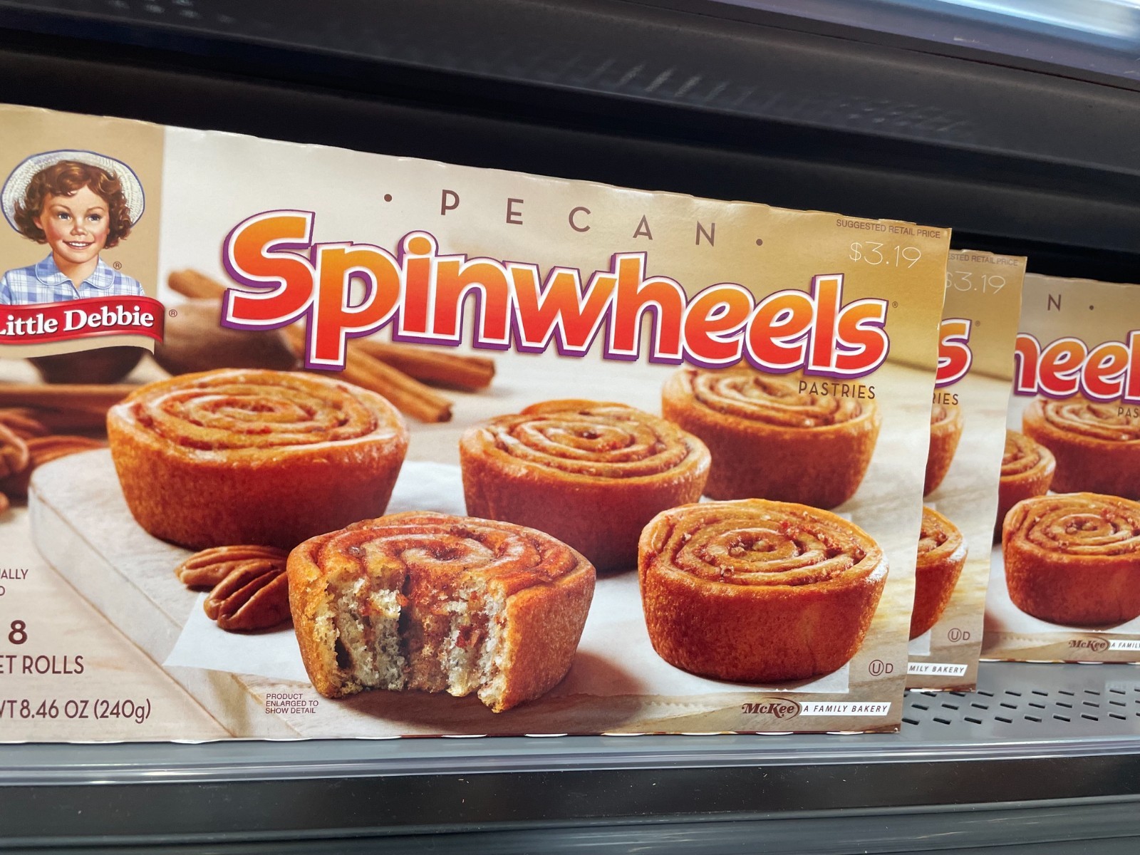 3 Pack Little Debbie Pecan Spinwheels Sweet Rolls 8.46oz Boxes Cinnamon Pastries
