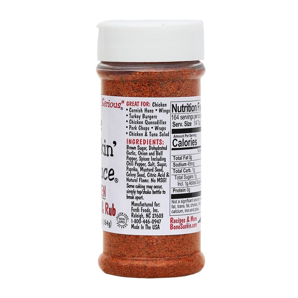 Bone Suckin’ Sauce BBQ CHICKEN RUB Spice Seasoning 5.8oz Shaker Jar Not Salty!