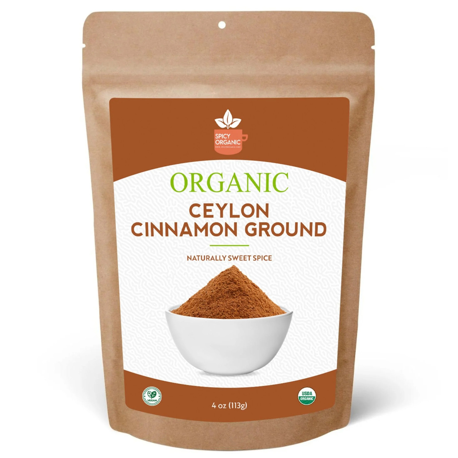 Spicy Organic Ceylon Cinnamon Ground Powder 4 oz | USDA Organic