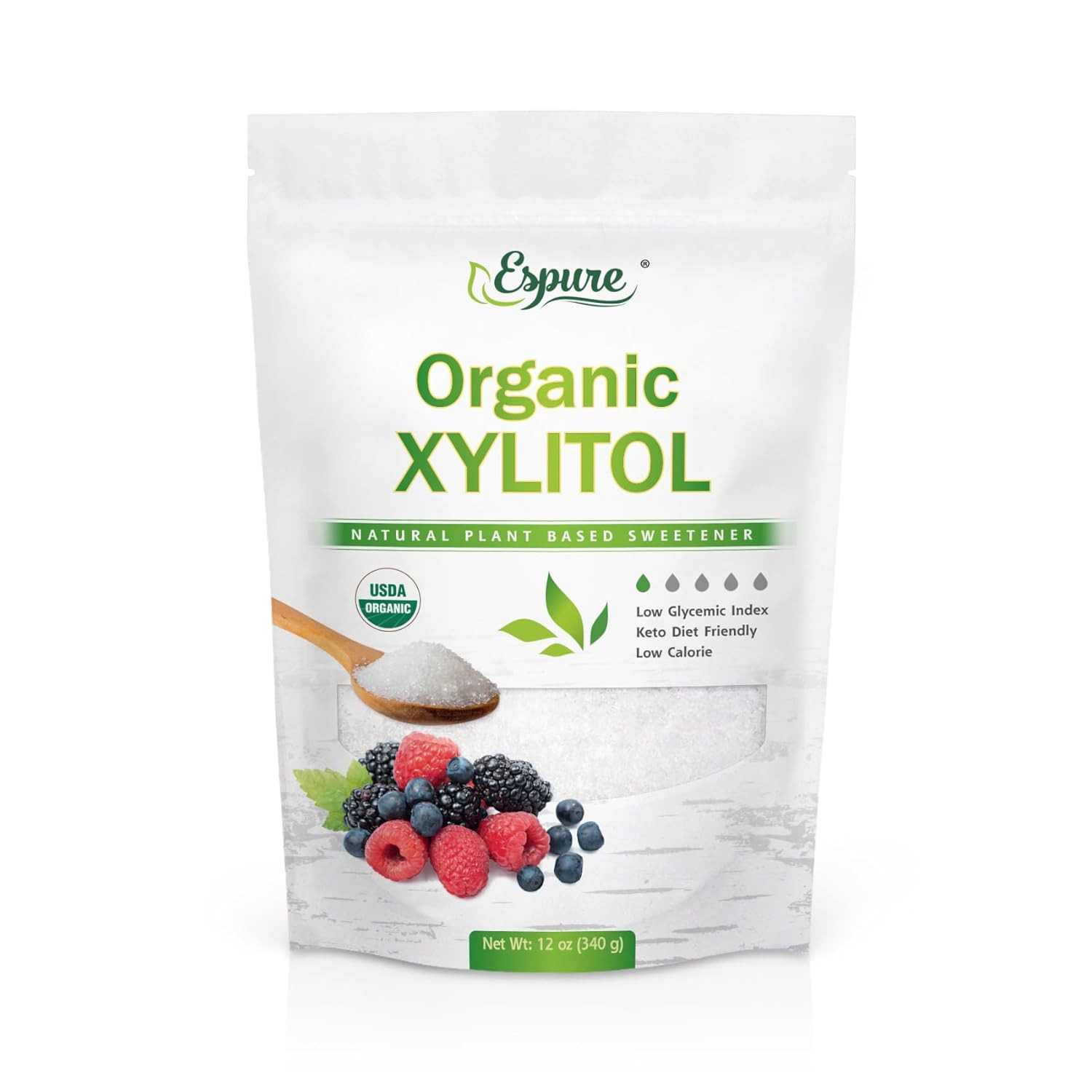 Organic Xylitol – Derived from USDA Certified Organic Birch, Low Calorie, Keto,