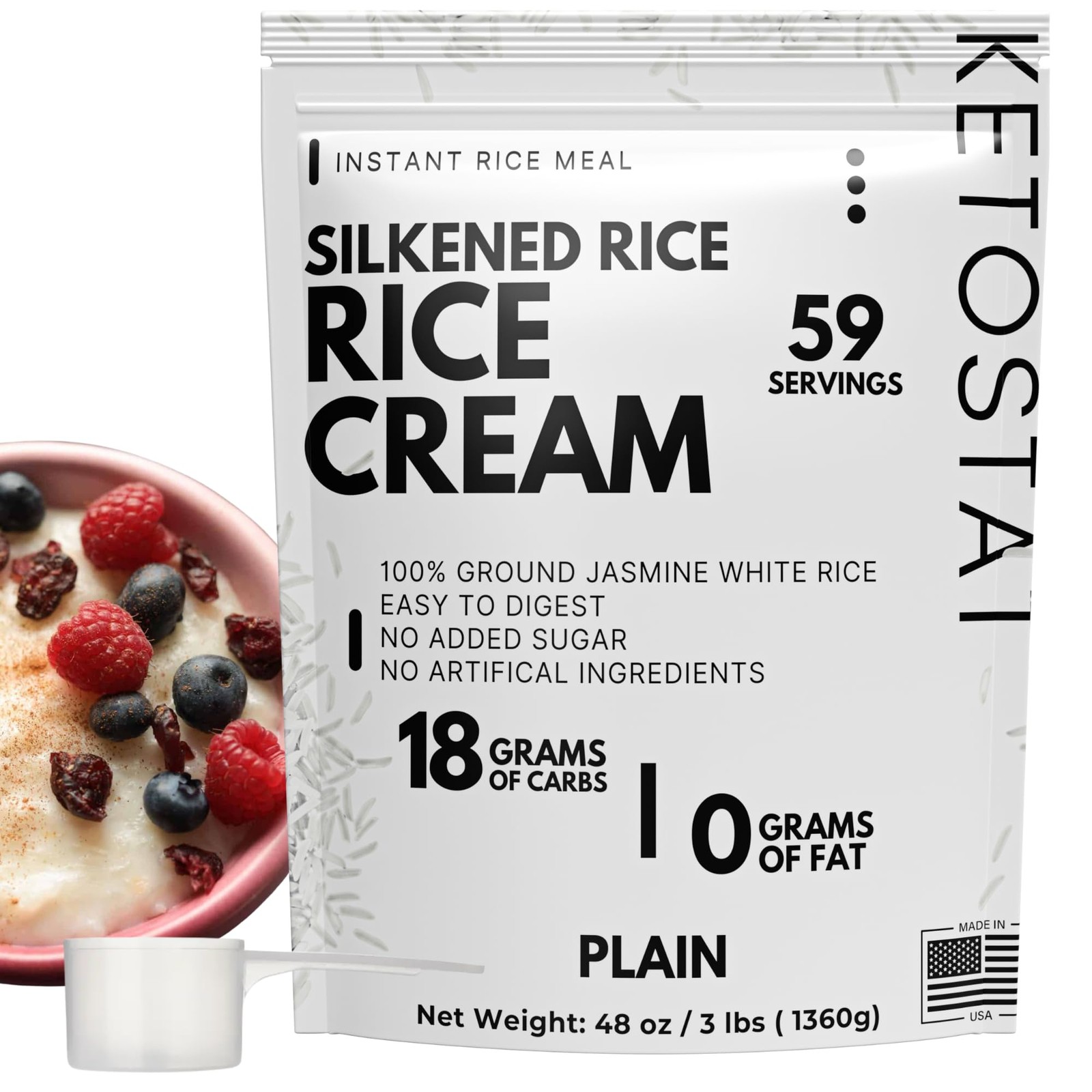 Rice Cream 3 LB, Plain Jasmine White Rice Hot Rice Cereal Scoop Included 48 …