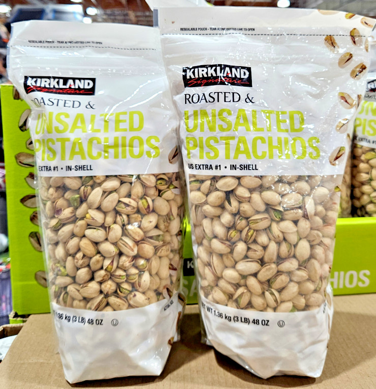 Kirkland Signature Roasted & Unsalted Pistachios In-Shell 48oz 1.36kg (2 Bags)