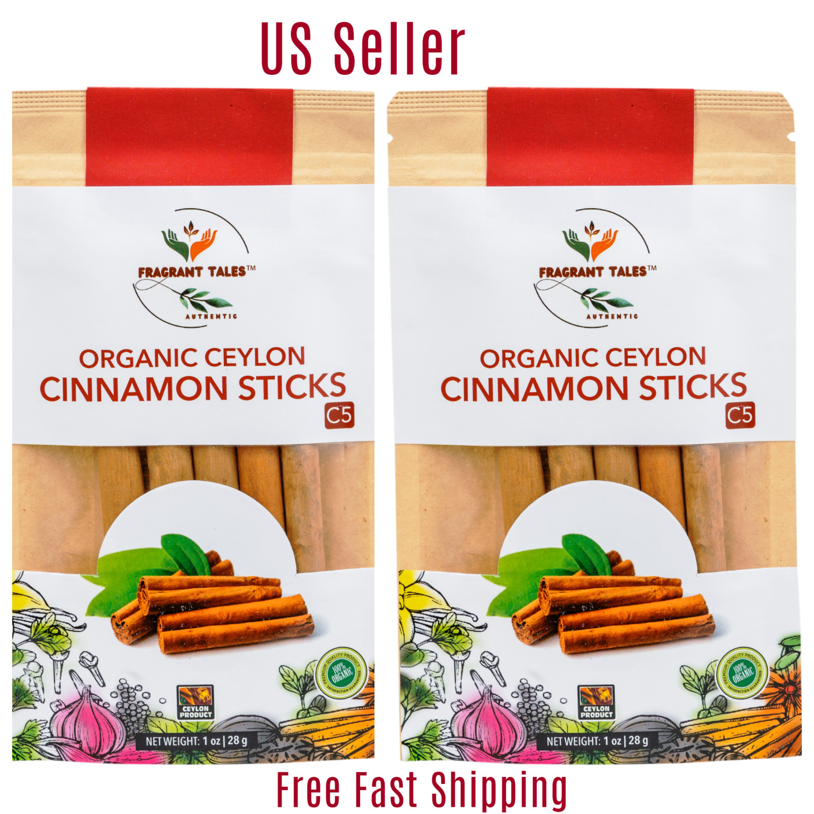 Ceylon/Sri Lanka Organic Cinnamon Sticks, 3″, High quality : 2 Pack – 2 Oz 56g