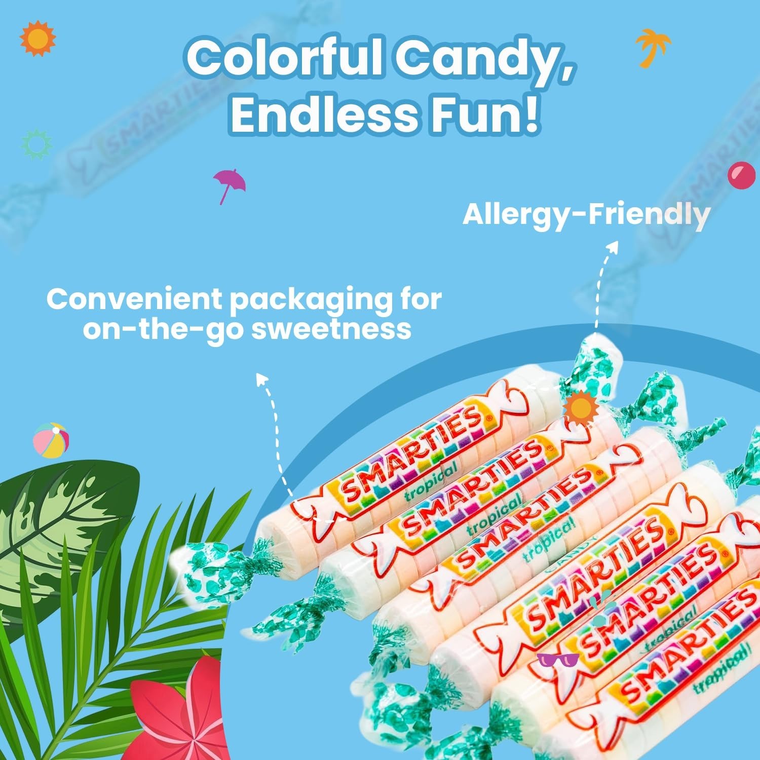 Smarties Tropical Fruit Flavors, Gluten-Free, Bulk Nostalgic Candy (4 Pounds)
