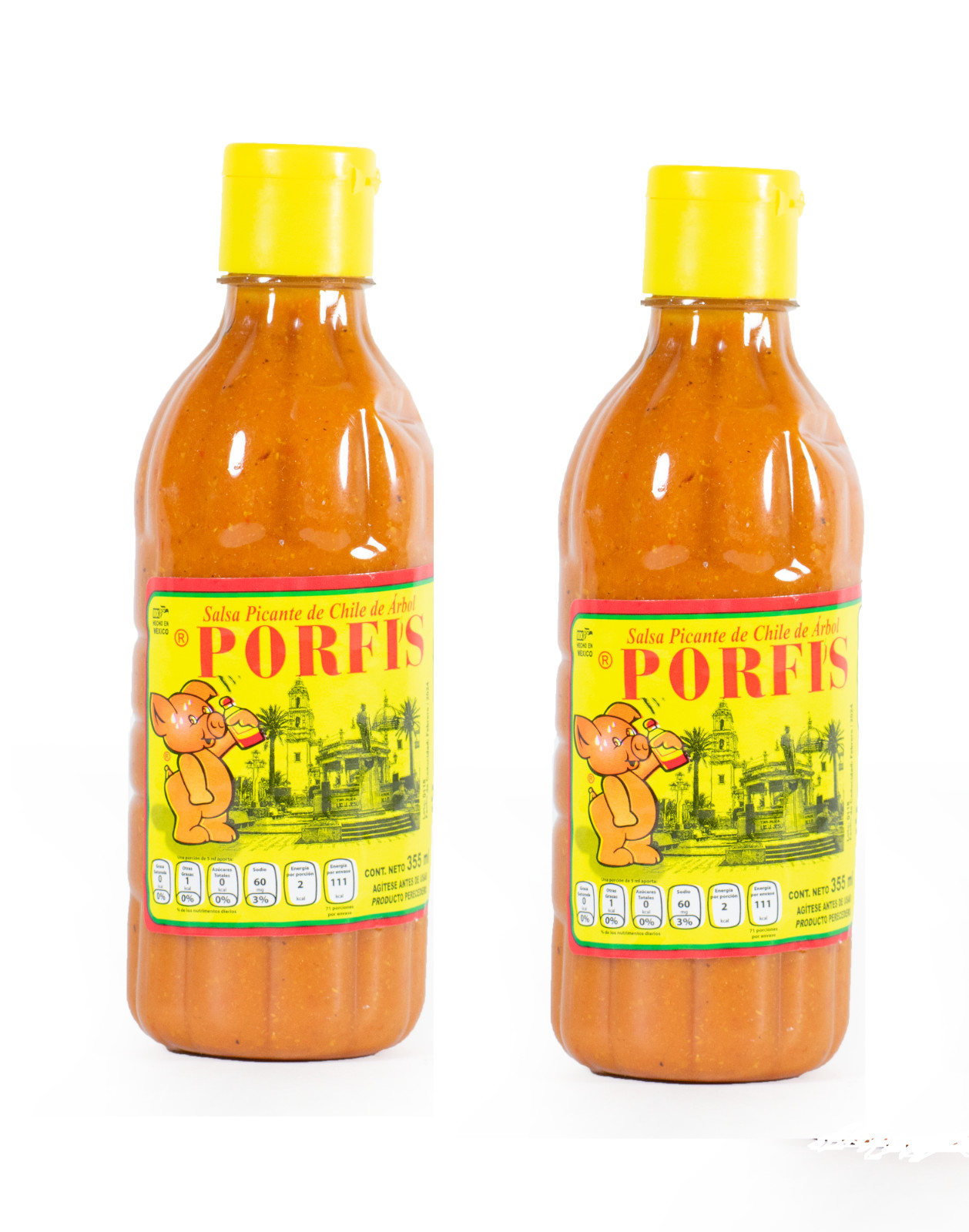 Porfis Porki Hot Sauce 2-Pack Salsa Picante Mexico Jalisco 355ml (12oz, each)
